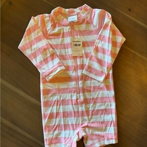 NWT Hanna Andersson Coral and White Striped Bodysuit